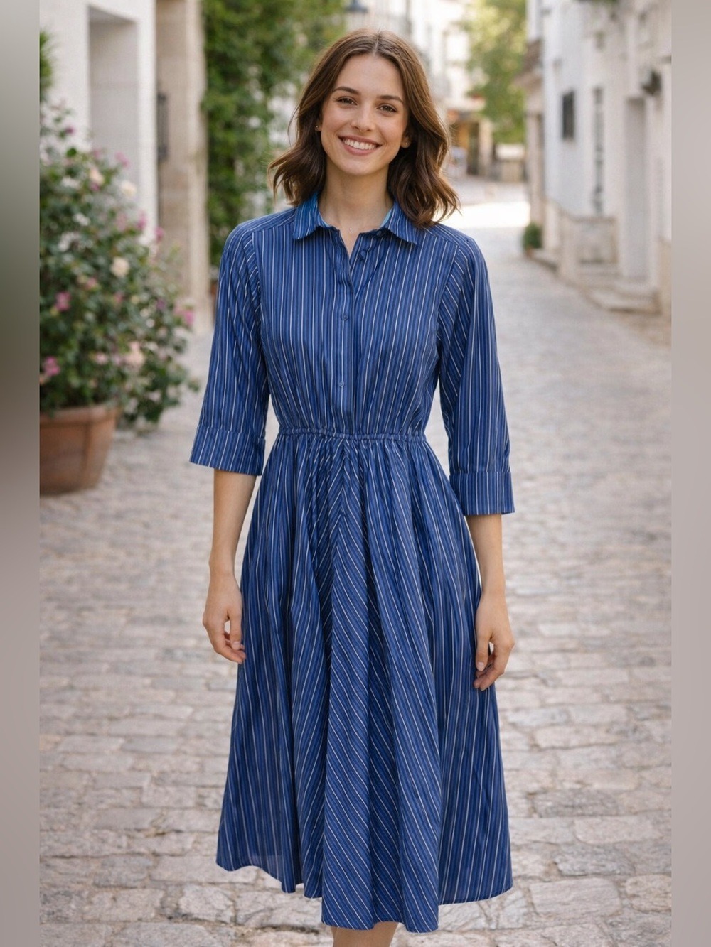 Vintage Striped Long Sleeve Dress 60s 70s cottagecore granny